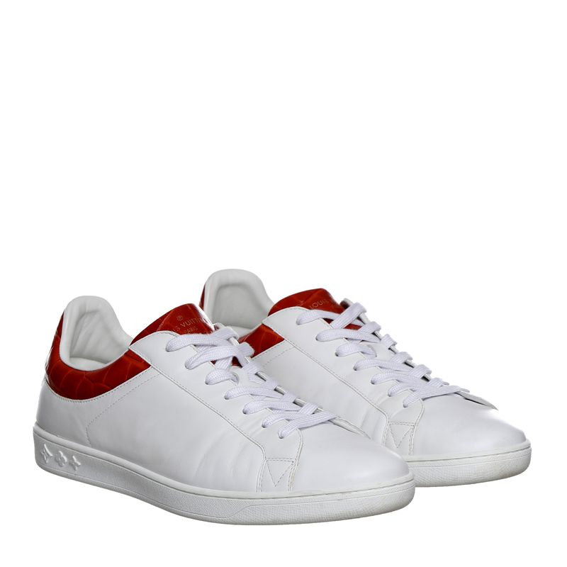 Tenis-Louis-Vuitton-Couro-Branco-e-Vermelho-