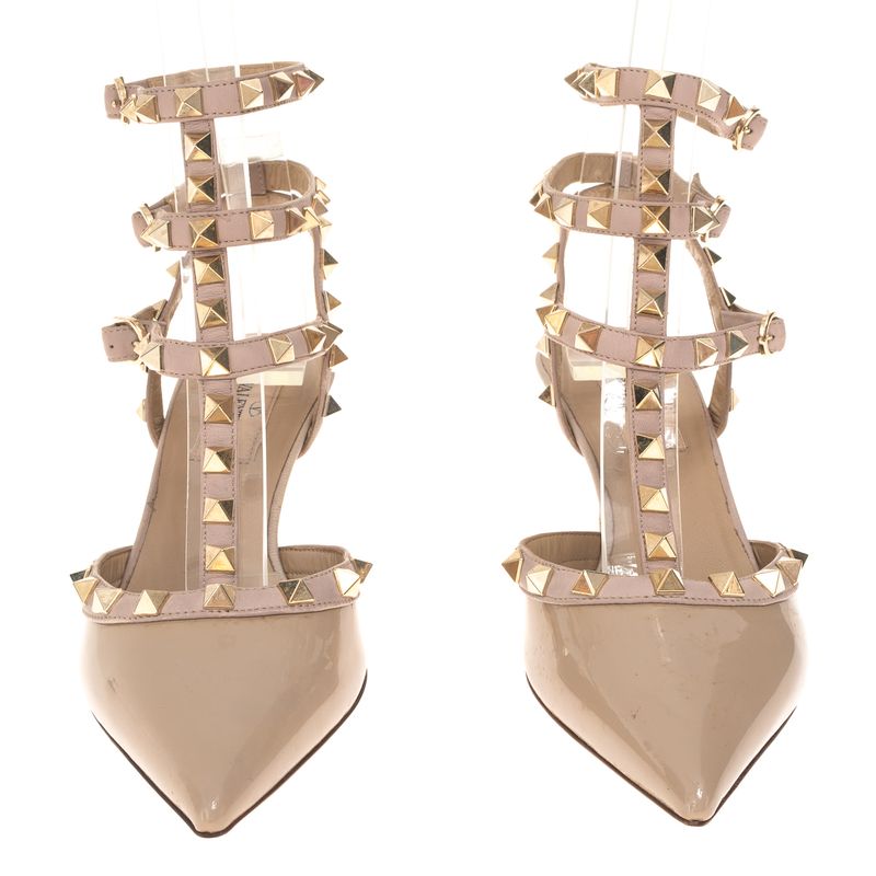 Sapato-Valentino-Garavani-Scarpin-Rockstud-Verniz-Bege