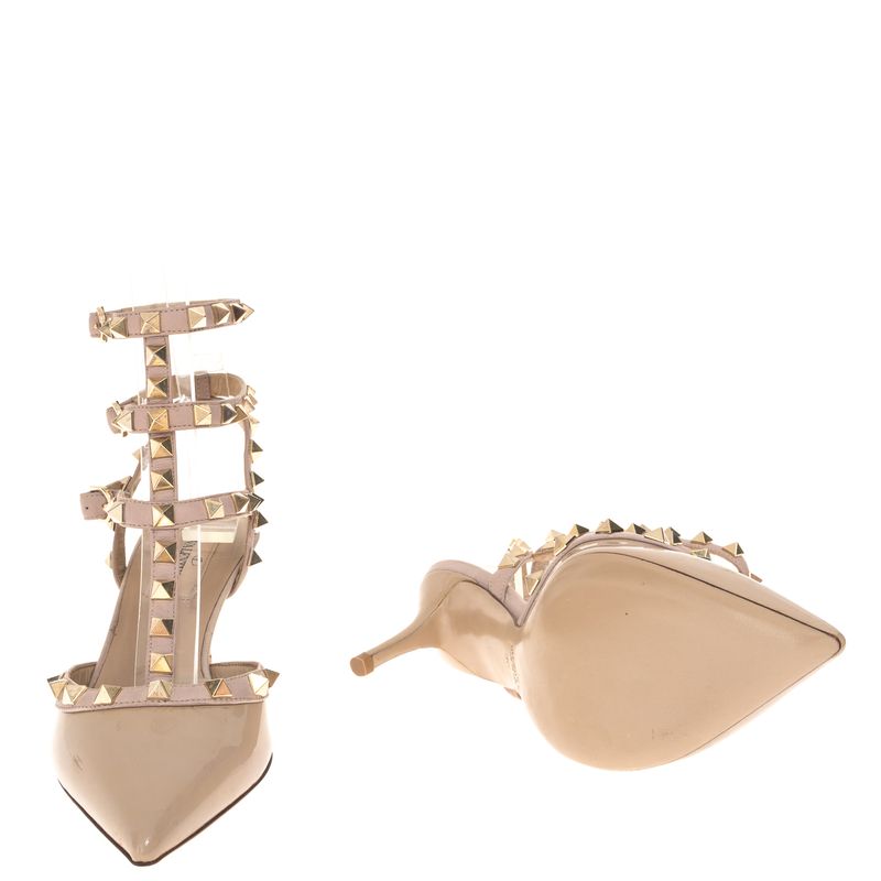 Sapato-Valentino-Garavani-Scarpin-Rockstud-Verniz-Bege