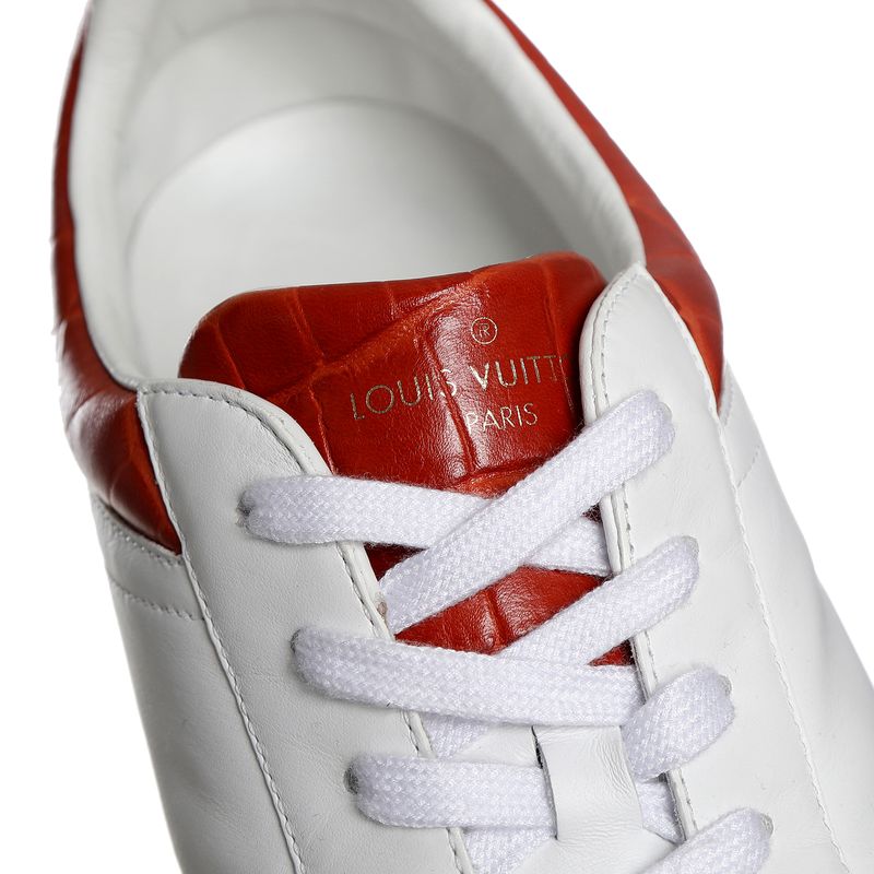 Tenis-Louis-Vuitton-Couro-Branco-e-Vermelho-