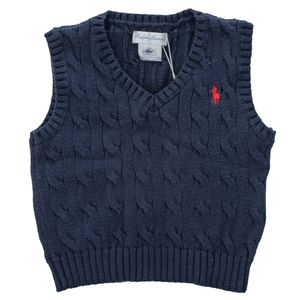 Colete Ralph Lauren Infantil Tricô Marinho