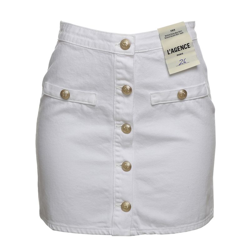 Saia-L-Agence-Mini-Jeans-Branca