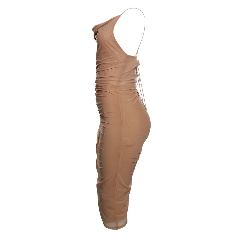 Vestido-Tule-Drapeado-Bege