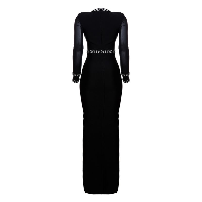 Vestido-de-Festa-Longo-com-Cristais-Preto