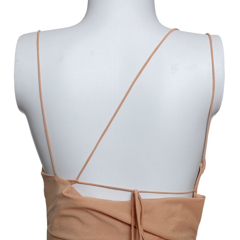 Vestido-Tule-Drapeado-Bege