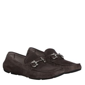 Mocassim Salvatore Ferragamo Gancini Camurça Marrom