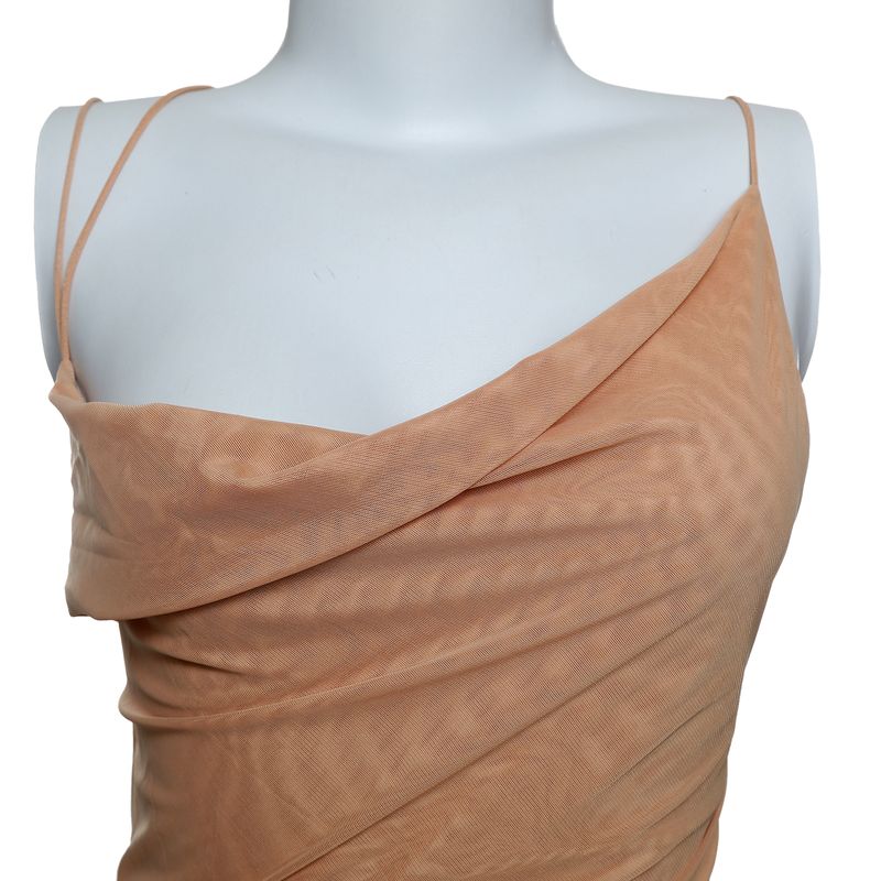 Vestido-Tule-Drapeado-Bege