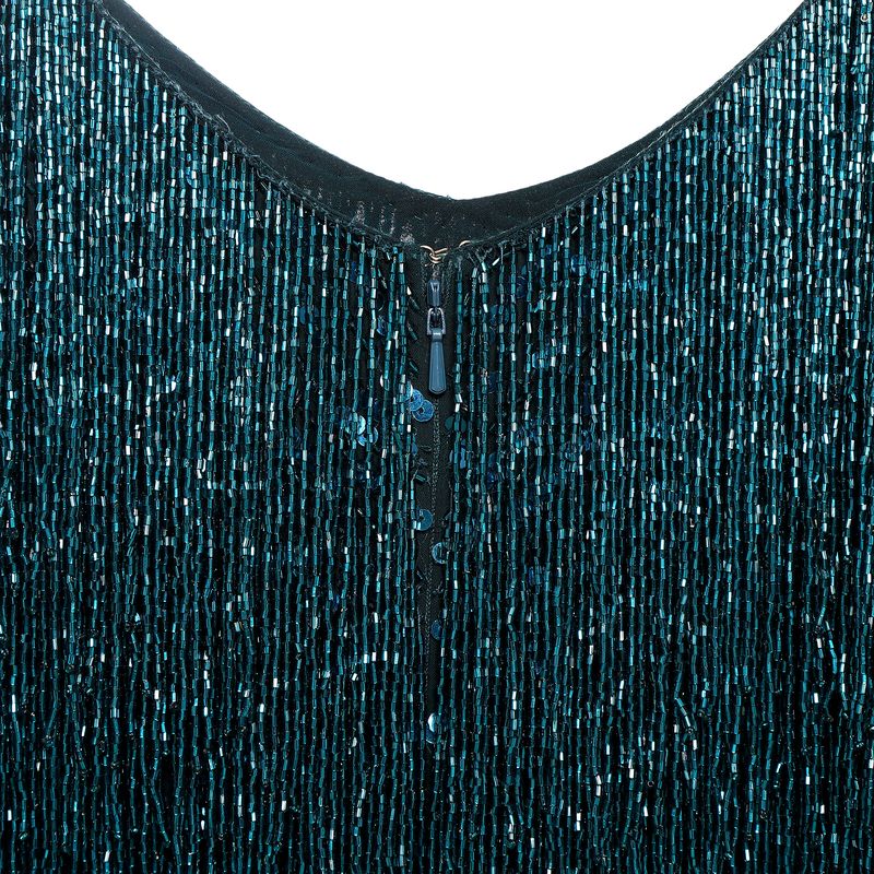 Vestido-Bordado-e-Plumas-Azul-Petroleo