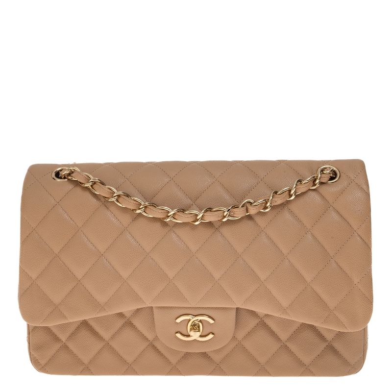 Bolsa-Chanel-Double-Flap-Jumpo-Caviar-Bege