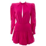 Vestido-Tufi-Duek-Manga-Longa-Rosa