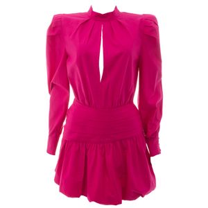 Vestido Tufi Duek Manga Longa Rosa