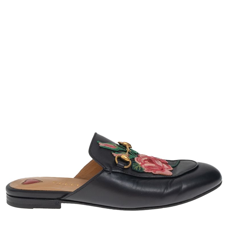 Mocassim-Gucci-Mule-Princetown-Floral-Preto