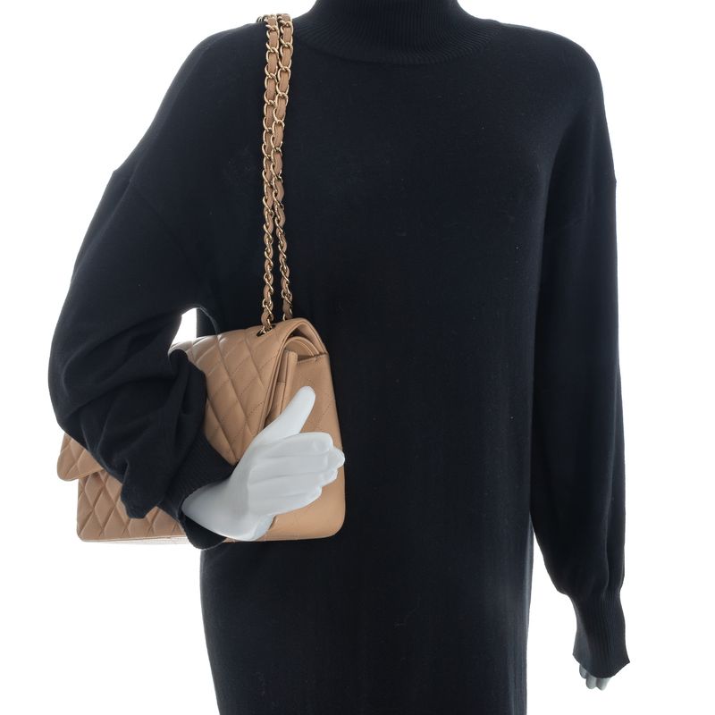Bolsa-Chanel-Double-Flap-Jumpo-Caviar-Bege
