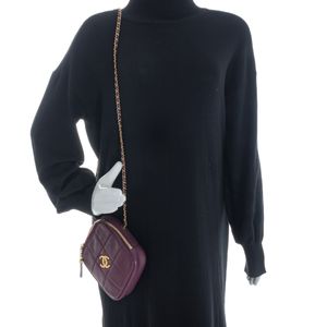 Bolsa Chanel Diamond Lambskin Roxo