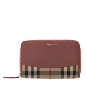 Carteira Burberry Couro Rosa Tecido Housechek