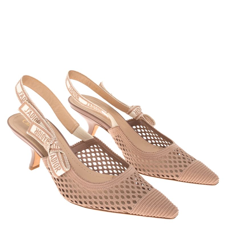 Sapato-Christian-Dior-Slingback-Tela-Bege