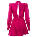 Vestido-Tufi-Duek-Manga-Longa-Rosa