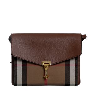 Bolsa Burberry Housechek e Couro Marrom