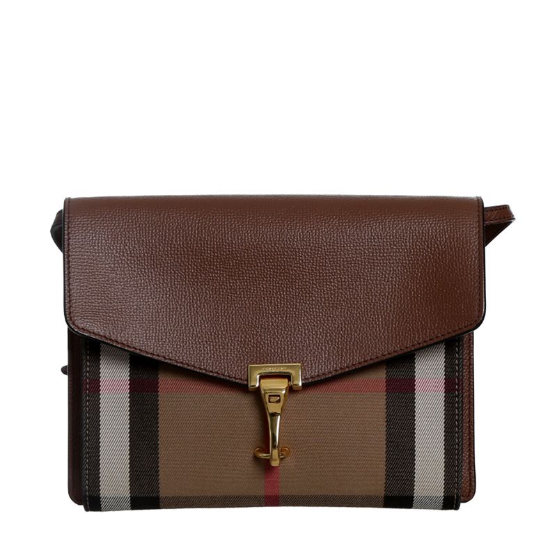 Bolsa-Burberry-Housechek-e-Couro-Marrom--