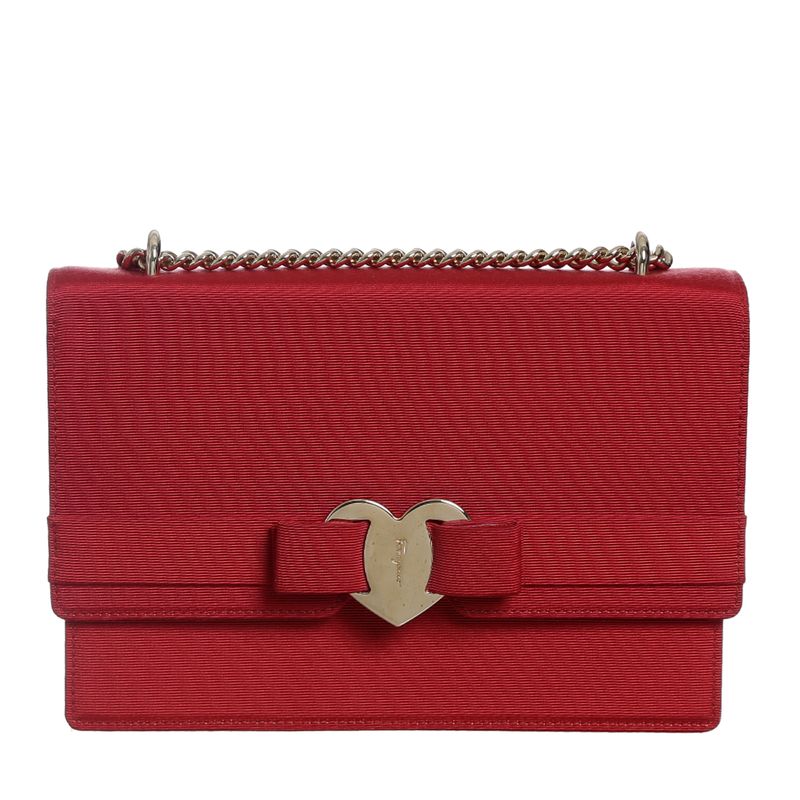 Bolsa-Salvatore-Ferragamo-Tecido-e-Couro-Vermelho--