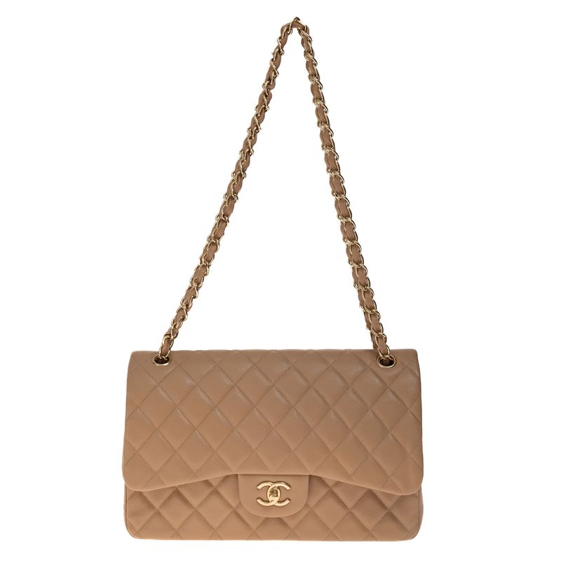 Bolsa-Chanel-Double-Flap-Jumpo-Caviar-Bege