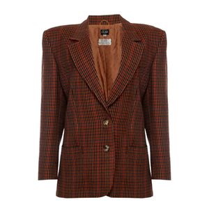 Blazer Celine Pied de Poule Marrom e Vermelho