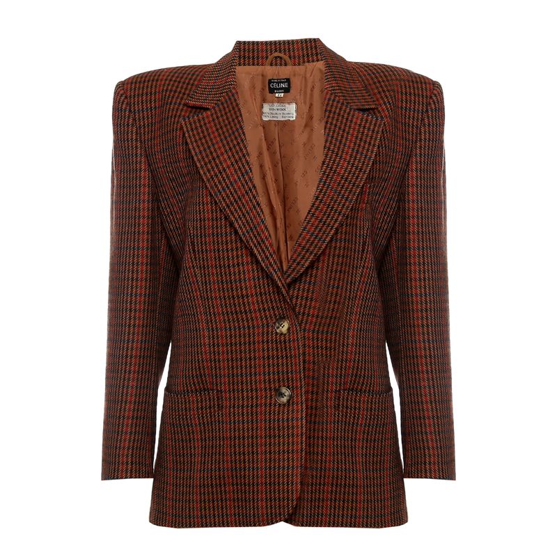Blazer-Celine-Pied-de-Poule-Marrom-e-Vermelho-