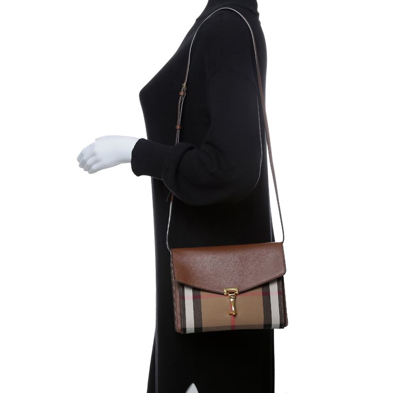 Bolsa-Burberry-Housechek-e-Couro-Marrom--