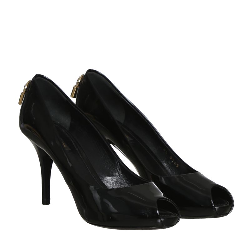 Sapato-Louis-Vuitton-Peep-Toe-Verniz-Preto-