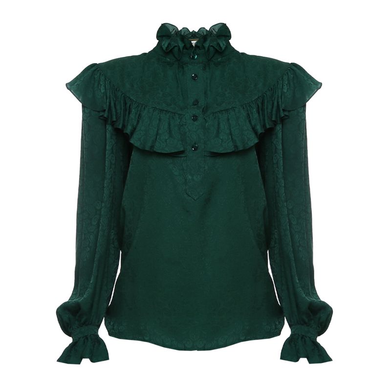 Blusa-Saint-Laurent-Seda-Verde-