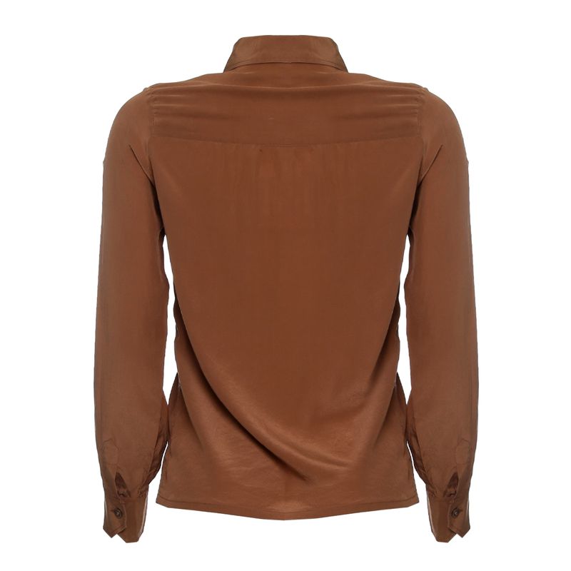 Camisa-Celine-Vintage-Seda-Marrom