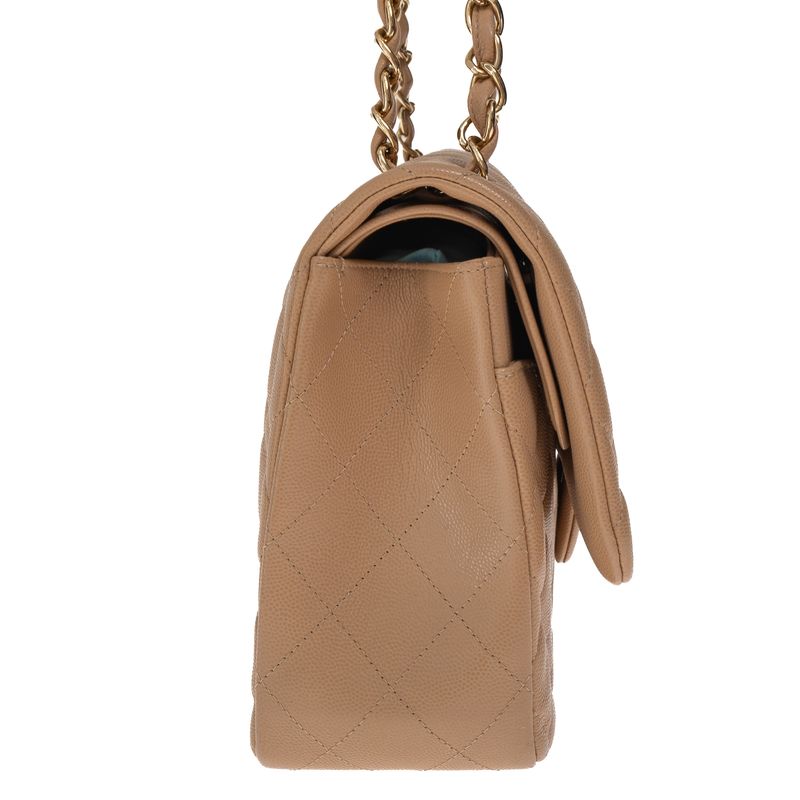 Bolsa-Chanel-Double-Flap-Jumpo-Caviar-Bege