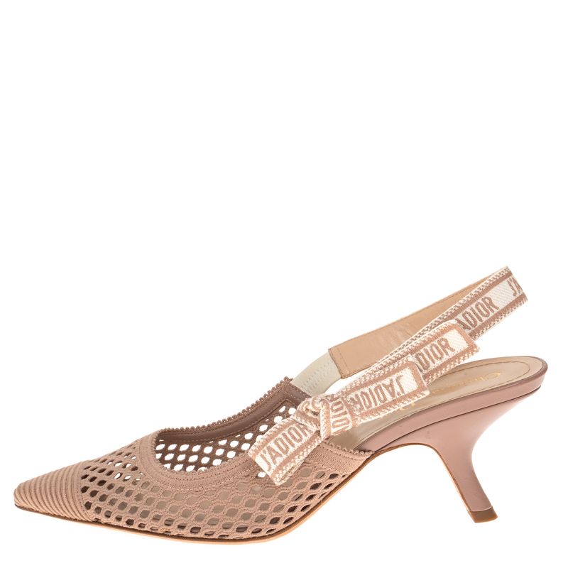 Sapato-Christian-Dior-Slingback-Tela-Bege