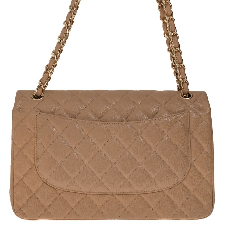 Bolsa-Chanel-Double-Flap-Jumpo-Caviar-Bege