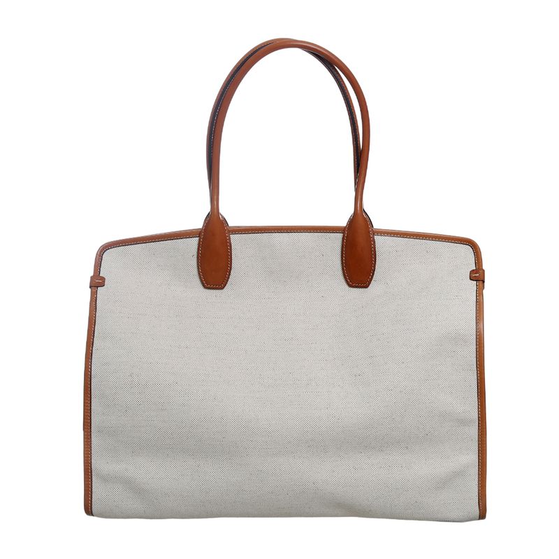 Bolsa-Salvatore-Ferragamo-Tecido-e-Couro-Marrom-e-Creme---
