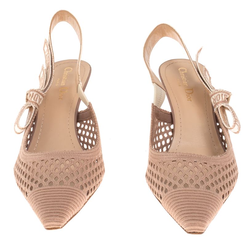 Sapato-Christian-Dior-Slingback-Tela-Bege