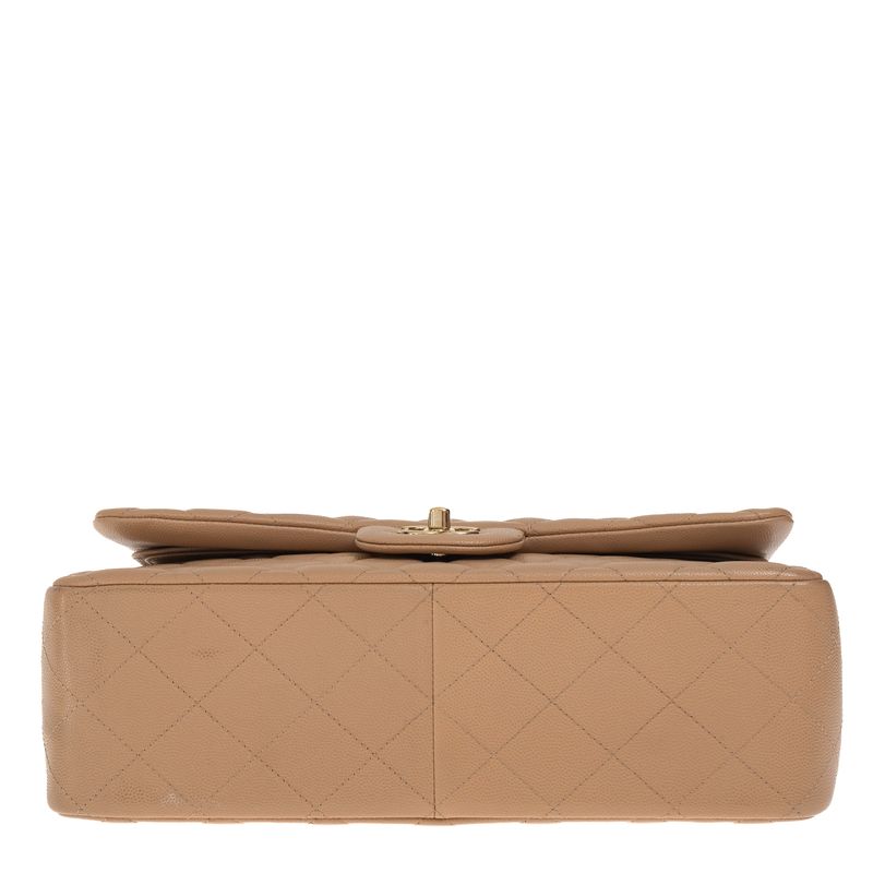 Bolsa-Chanel-Double-Flap-Jumpo-Caviar-Bege