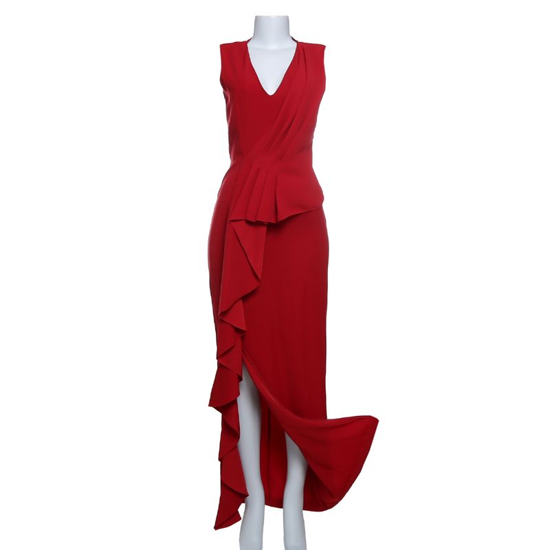 Vestido-Carolina-Herrera-Drapeado-Vermelho