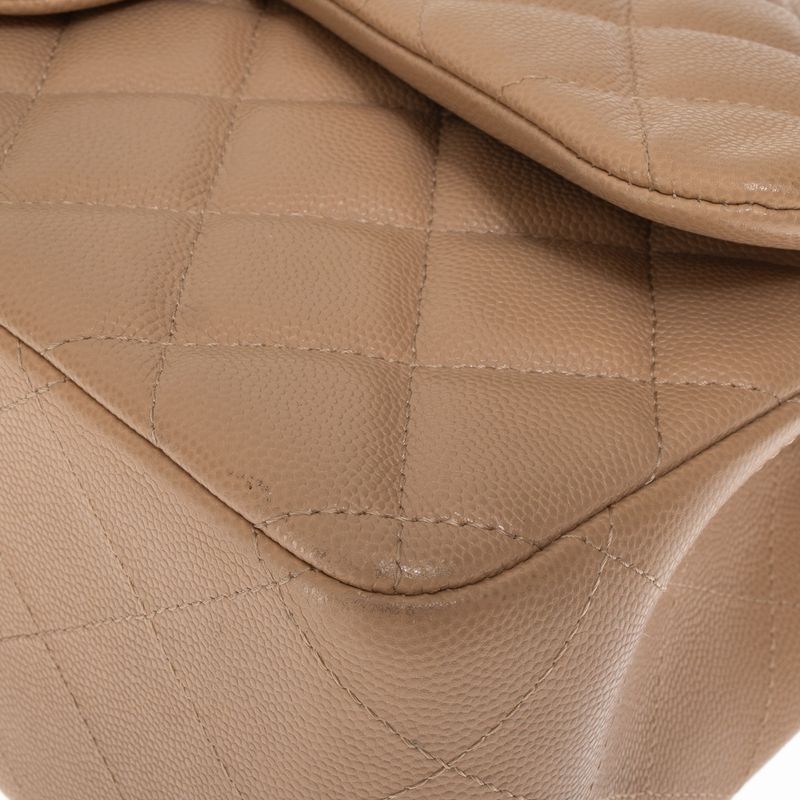 Bolsa-Chanel-Double-Flap-Jumpo-Caviar-Bege
