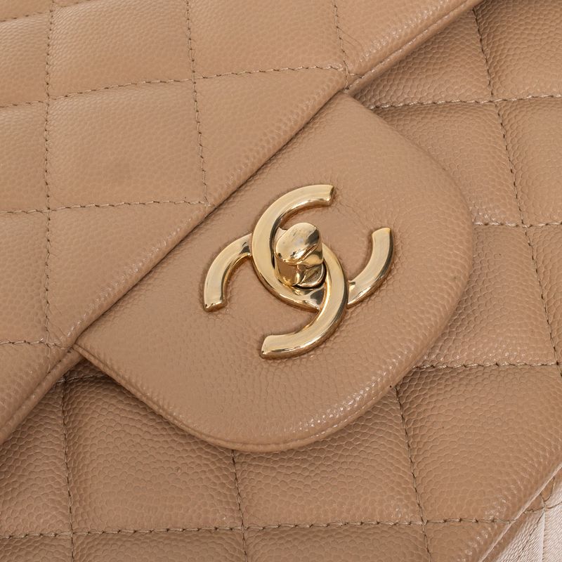 Bolsa-Chanel-Double-Flap-Jumpo-Caviar-Bege