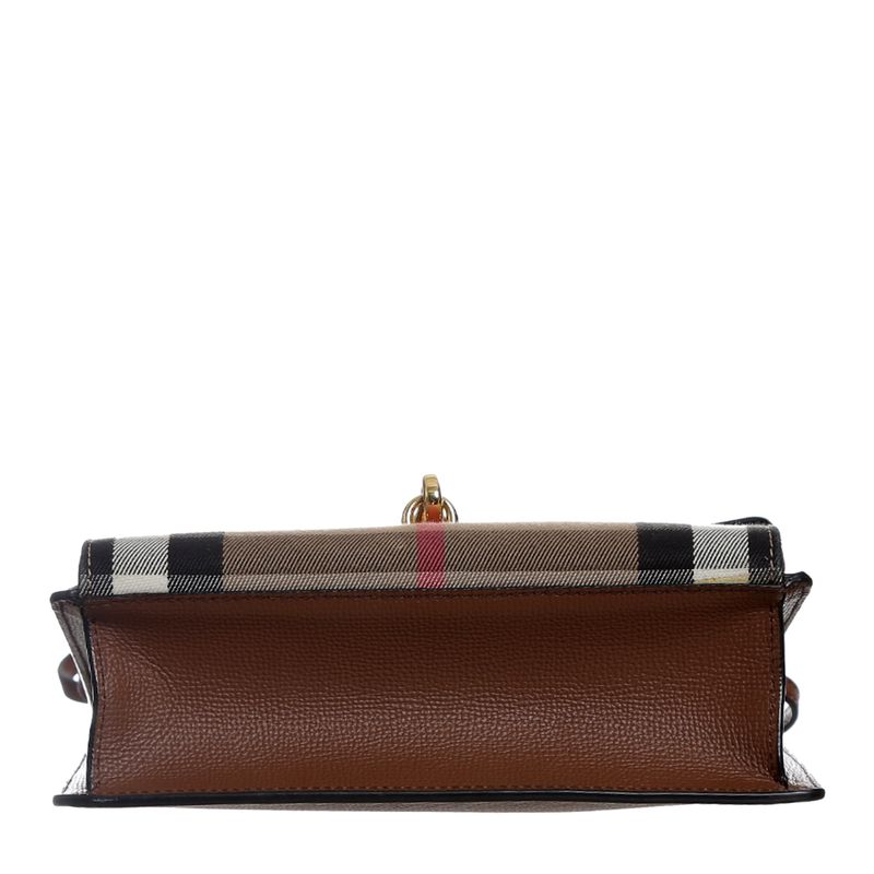 Bolsa-Burberry-Housechek-e-Couro-Marrom--