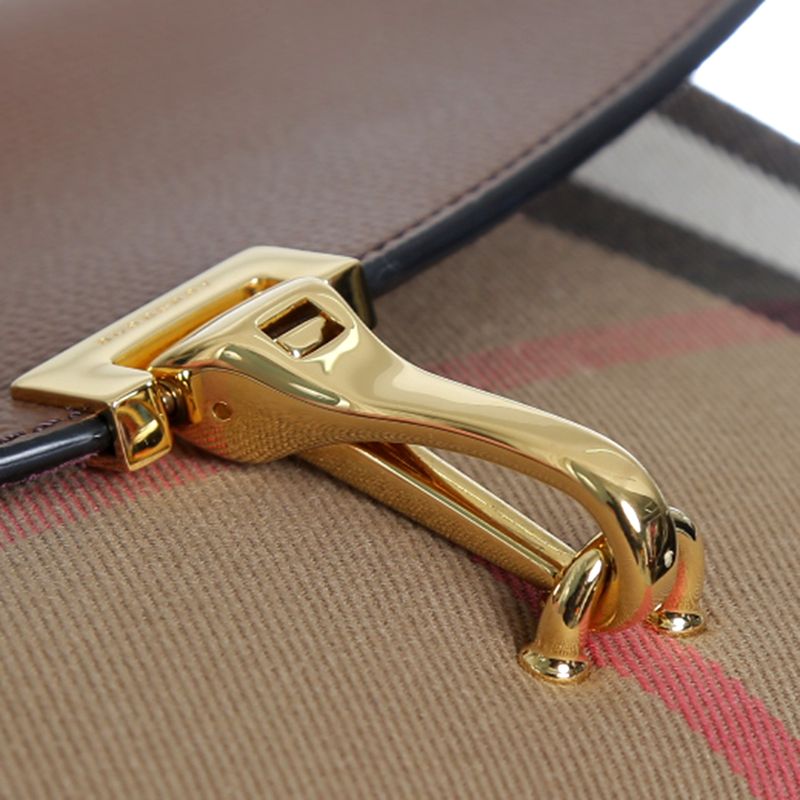 Bolsa-Burberry-Housechek-e-Couro-Marrom--