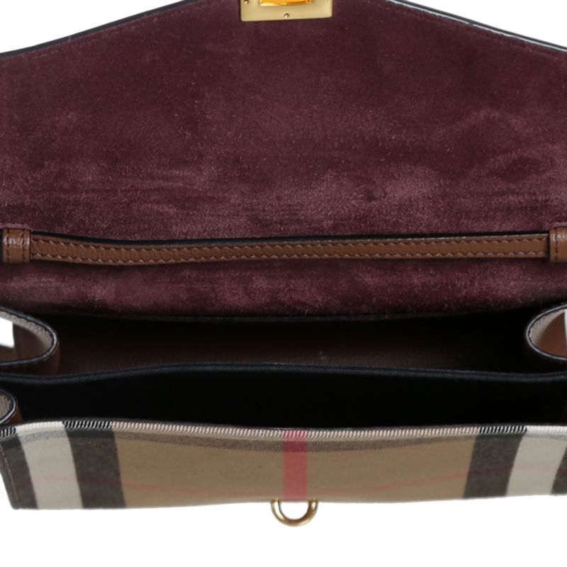 Bolsa-Burberry-Housechek-e-Couro-Marrom--