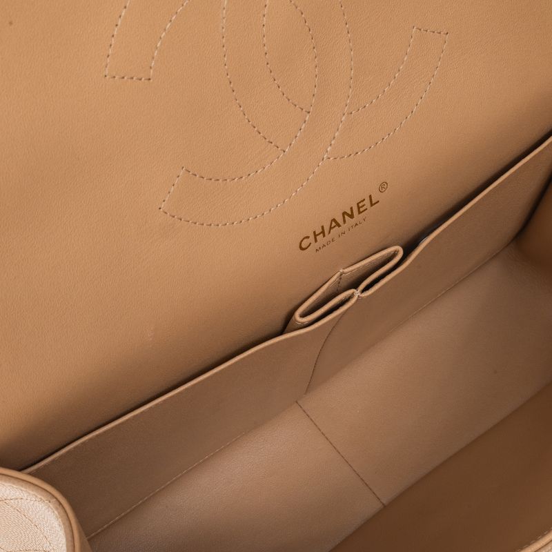 Bolsa-Chanel-Double-Flap-Jumpo-Caviar-Bege
