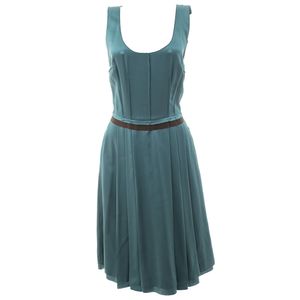 Vestido Dolce & Gabbana com Pregas Seda Verde Petróleo