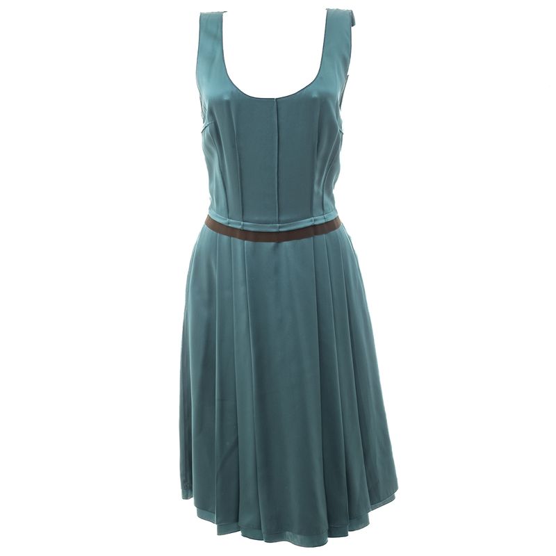 Vestido-Dolce---Gabbana-com-Pregas-Seda-Verde-Petroleo