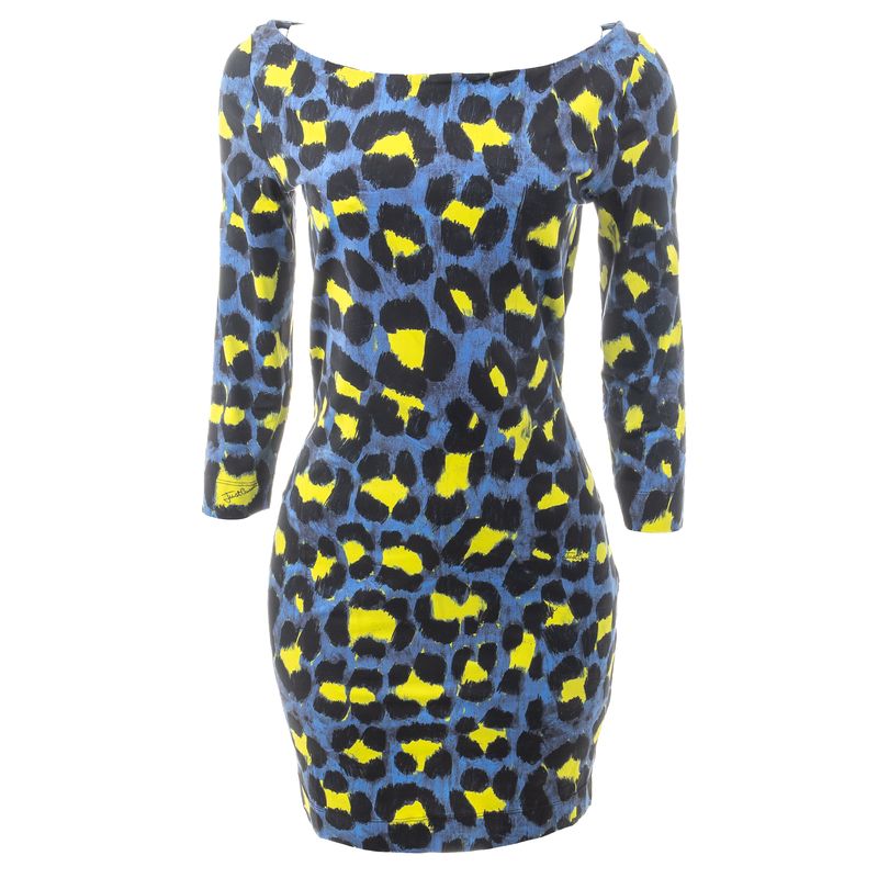 Vestido-Just-Cavalli-Animal-Print-Azul-e-Amarelo