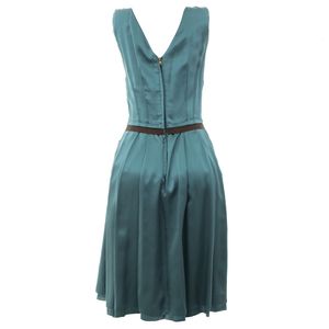 Vestido Dolce & Gabbana com Pregas Seda Verde Petróleo