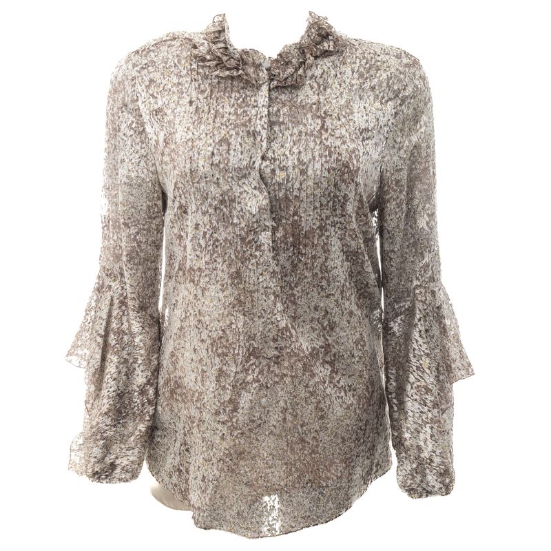 Camisa-Elie-Tahari-Seda-Bege