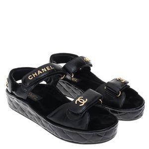 Papete Chanel Couro Preta